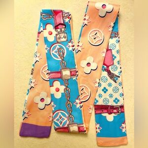 Vibrant Multicolor Twilly Wrap Bandeau Scarf